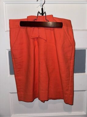 Women’s Orange Pencil Skirt with Front Bow Tie Detail